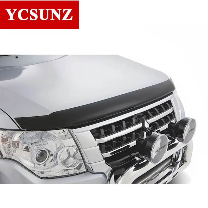 ABS Car Bonnet Guard For Mitsubishi Pajero 2008 2009 2010 2011 2012 2013 2014 2015 Black Bug Shield Bonnet Accessories