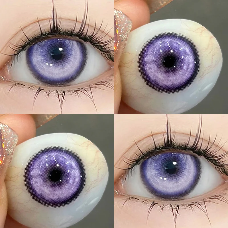 YIMEIXI 2PCS Hot Sale Cosplay Red Colored Contacts Lenses for Eye Degree Grade 0~-8.00 Soft Purple Cosmetic Makeup Pupils Yearly