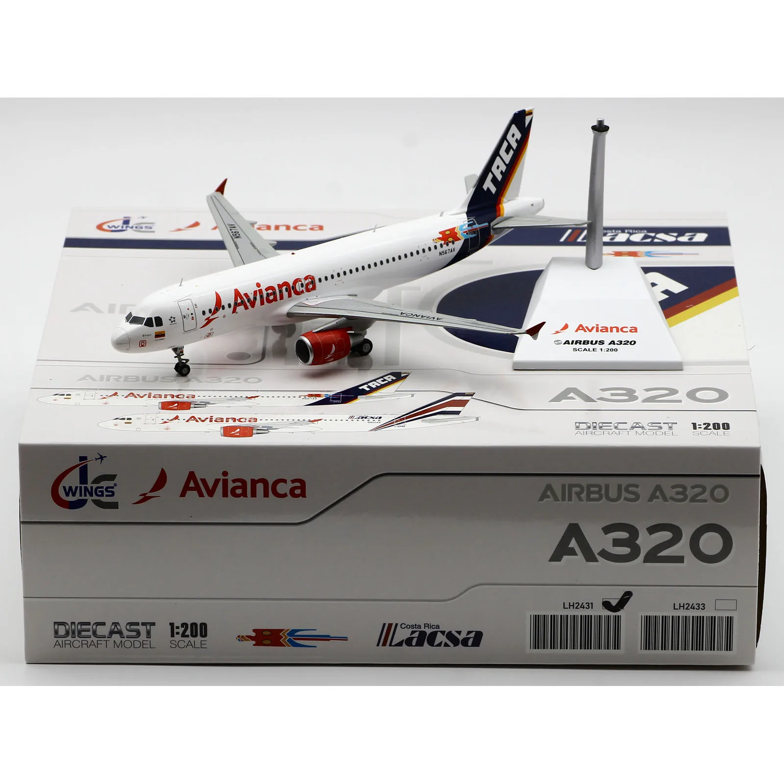 LH2431 Alloy Collectible Plane Gift JC Wings 1:200 Avianca TACA Retro Livery Airbus A320 Diecast Aircraft JET Model N567AV