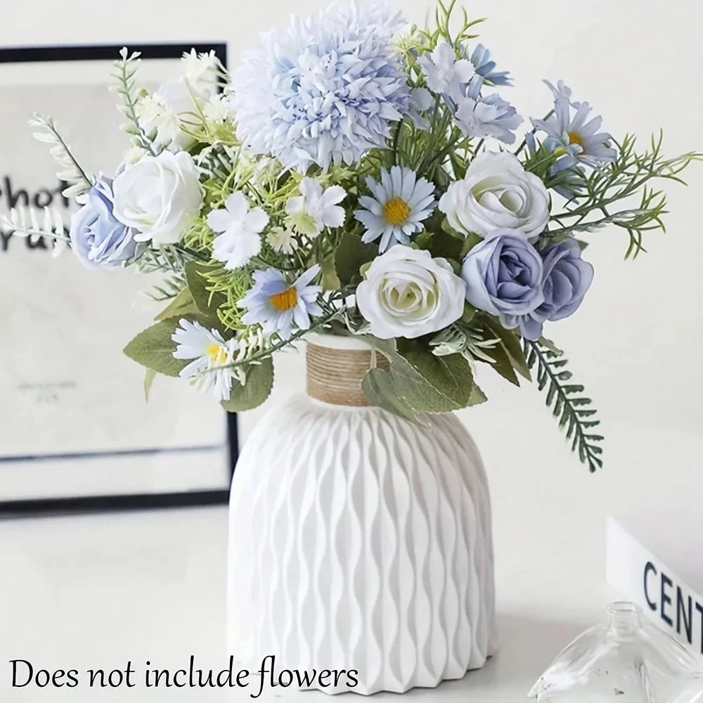 Florero de plástico de cerámica de imitación con diseño de piña, florero Simple con diseño de onda de agua, arreglo de flores, decoración de escritorio para el hogar