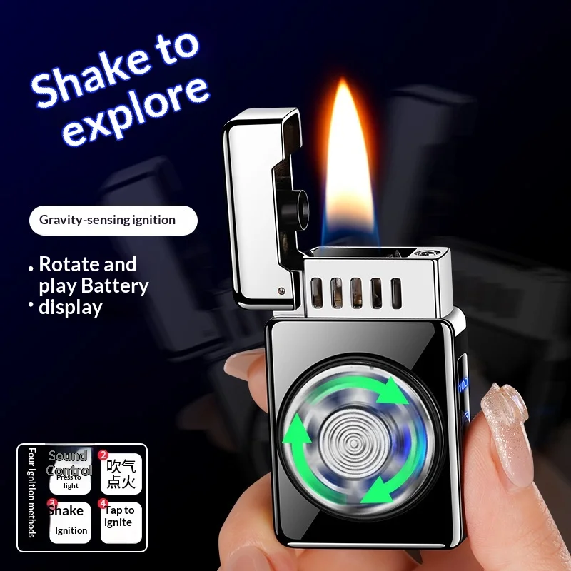 Charging Voice Controlled Induction, Shake Kerosine Lighter, Creative Decompression, Rotating, Heike  Smoking Accessories