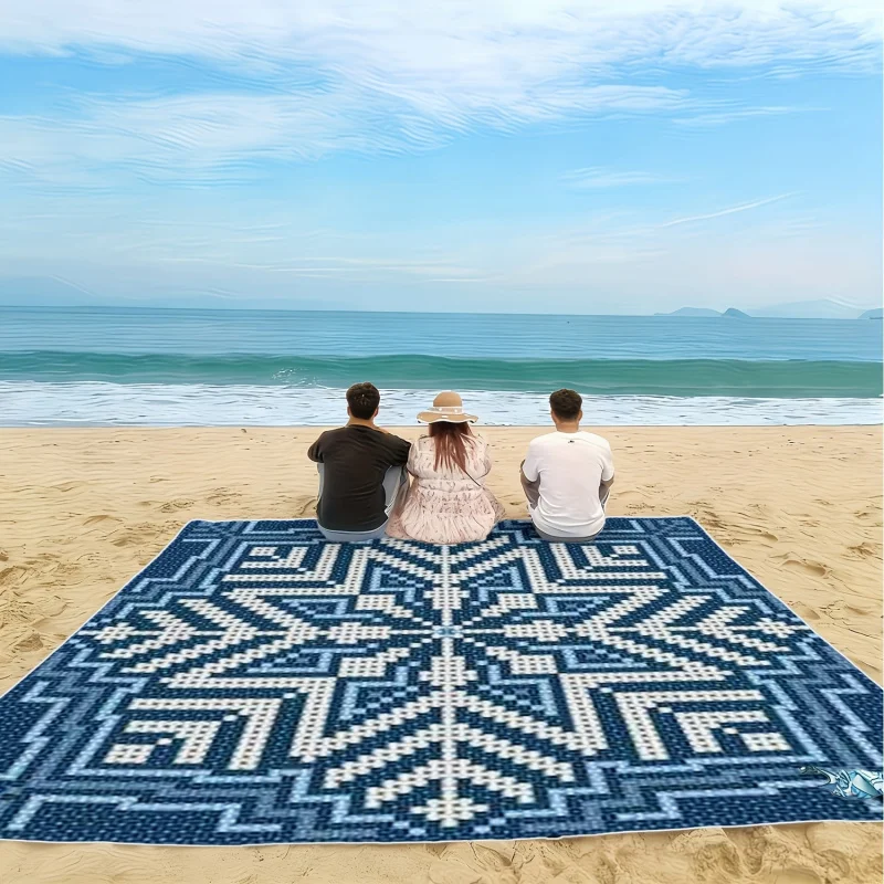 Scandinavian-Style Minimalist Geometric Pattern Outdoor Beach Mat Multifunctional Picnic Blanket for Beach Park Or Camping