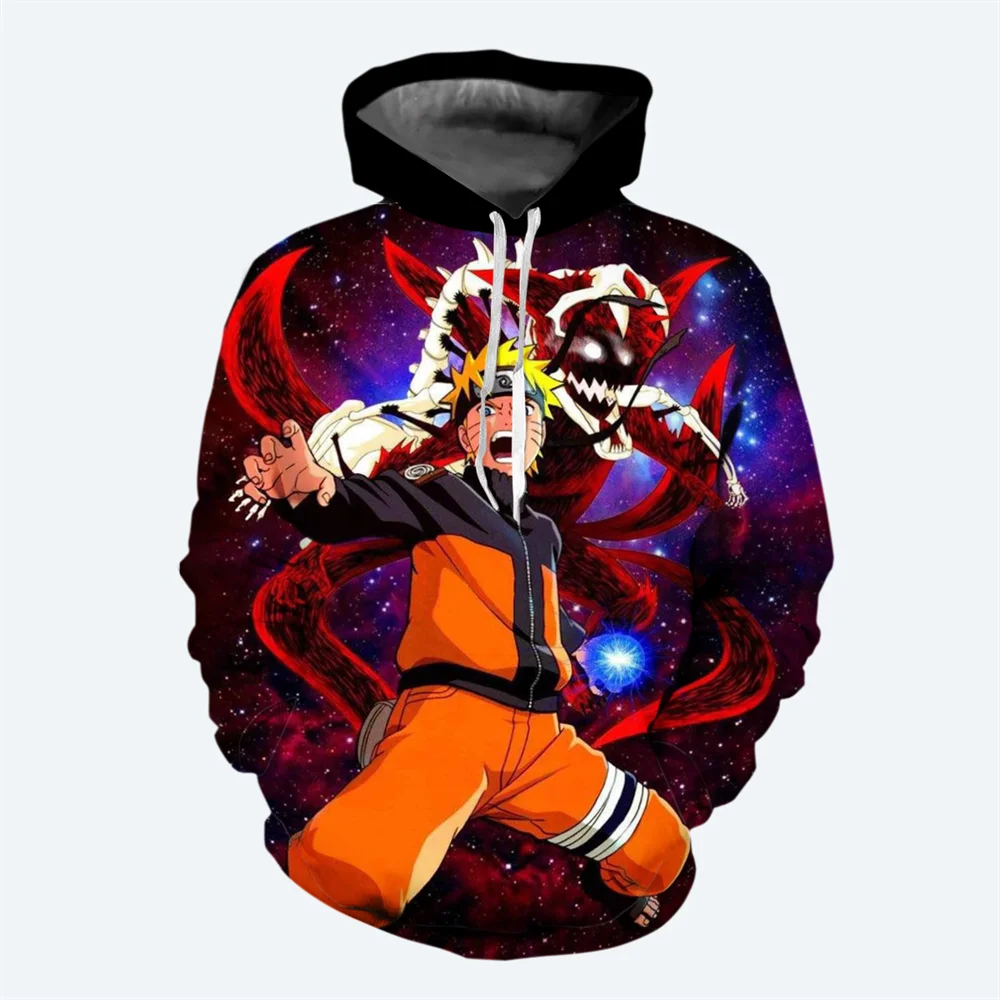 2024 New Cosplay Japanese Anime Men's Hoodies 3D Printed Naruto Pattern Sweatshirt Street Fashion Clothing Casual Men's Hoodies