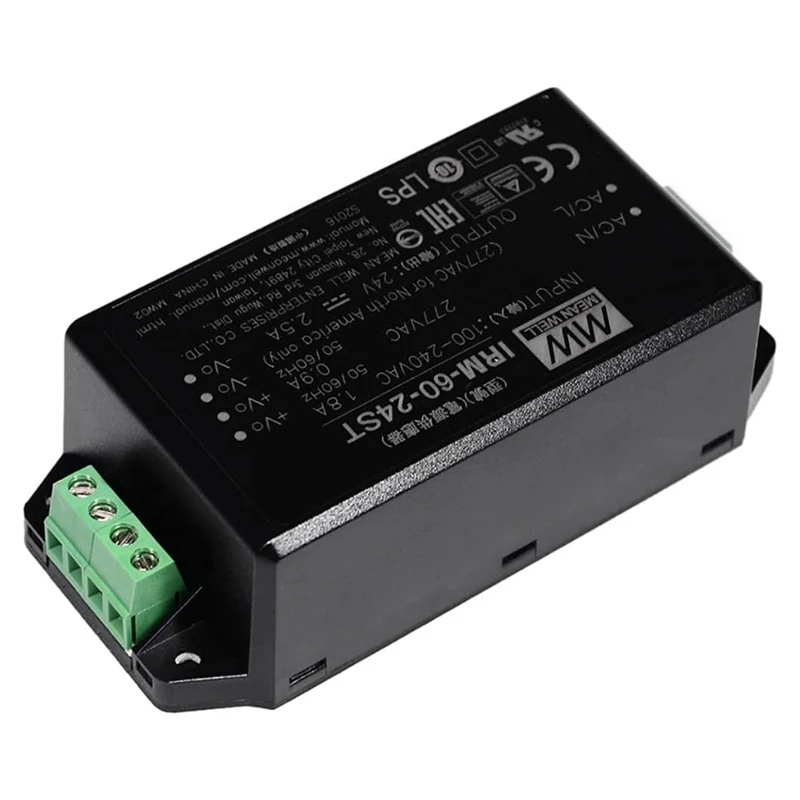 전원 공급 장치 모듈 IRM-60-24ST 나사 터미널 유형 AC-DC 전원 공급 장치 드라이버 컨버터 변압기, 60W, 24V, 1.25A