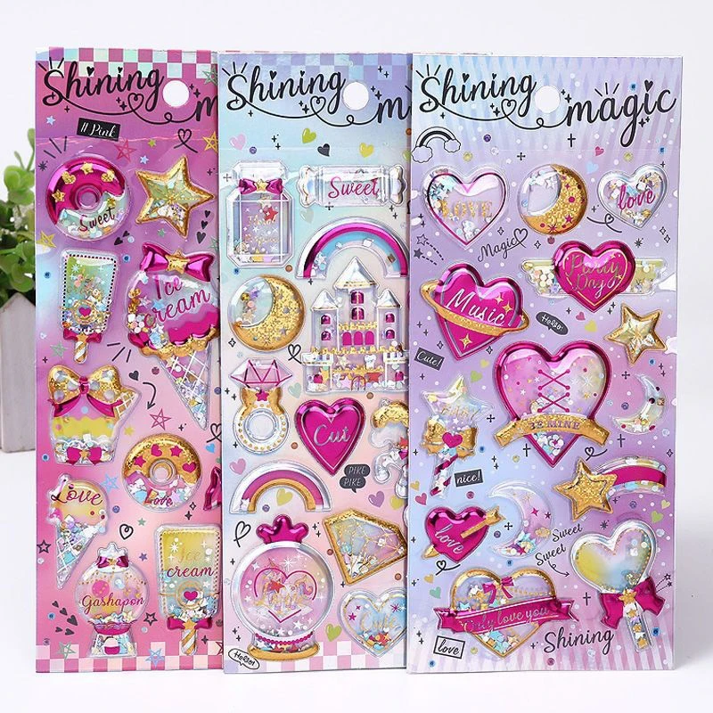 3d Glitter Glanzende Stickers Zelfklevende Bling Ambachtelijke Schudsticker Voor Decoratieve Scrapbooking Meisjes Diy Cadeau Speelgoed