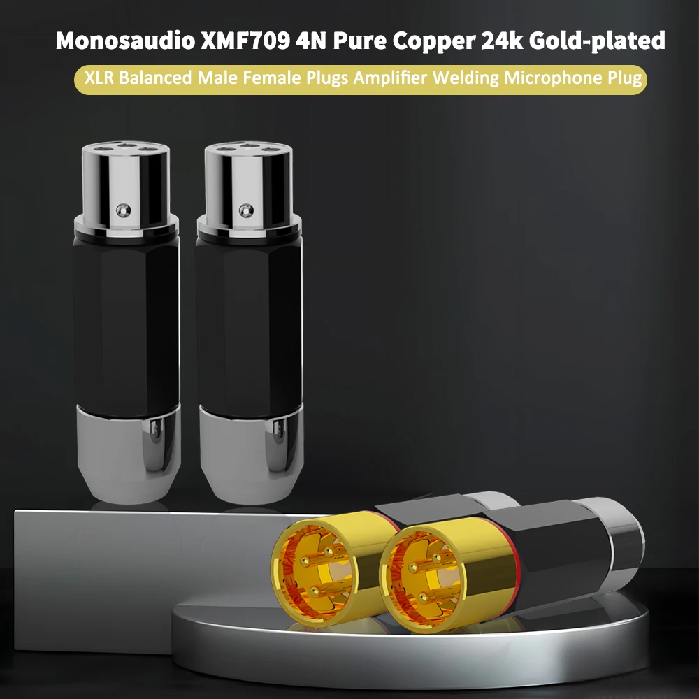 

Monosaudio XMF709/XMF709 Pure Copper Gold/Rhodium plated XLR Plug Connector Jack Hifi Audio MIC Cable Balance Connector Plug