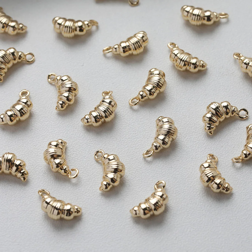 4PCS Heart Croissant Shaped 14K Gold Plated Brass Pendant Handmade Material Accessories Jewelry DIY Making Supplies