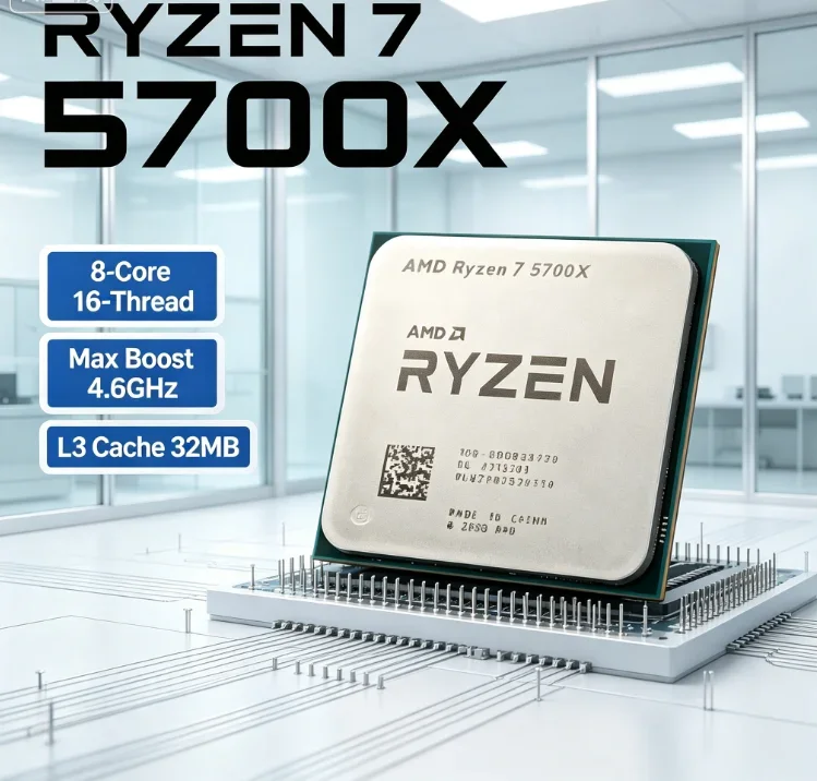Old Gaming Computer Refit AM4 Tray CPU AMD R7 5700X 8 Cores 16 Threads 7NM Low TDP DDR4 Processor Without Fan