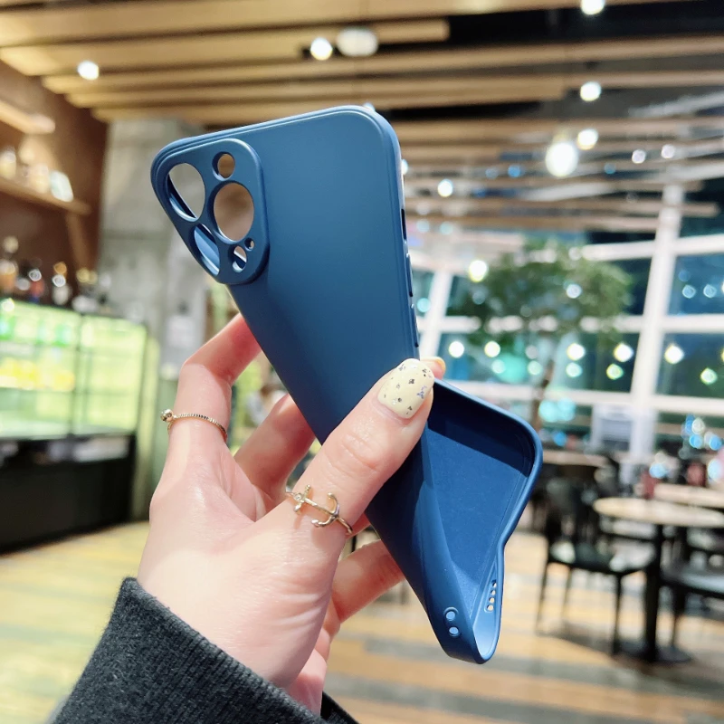 Flüssige Silikon Softcase für iPhone 11 12 13 14 Pro Max 13 Mini 14 plus kontrahierte reine Farbe stoß feste hintere Abdeckung Stoßstange – Detail 6