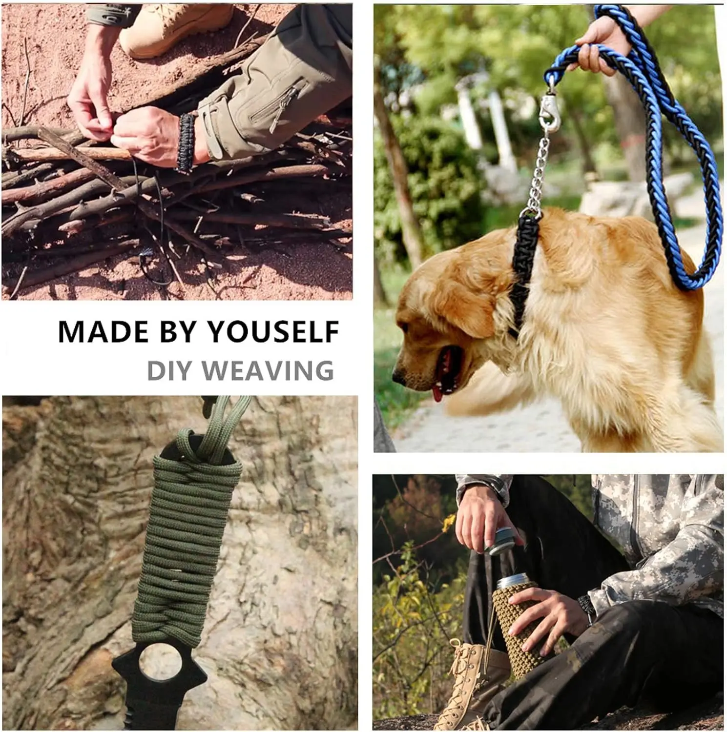 650 Paracord-Seil, 5/15/31 m, 9-adrig, 4 mm, militärisches taktisches Fallschirm-Zelt-Lanyard für Outdoor-EDC-Überleben, Camping, DIY-Armband – Detail 1