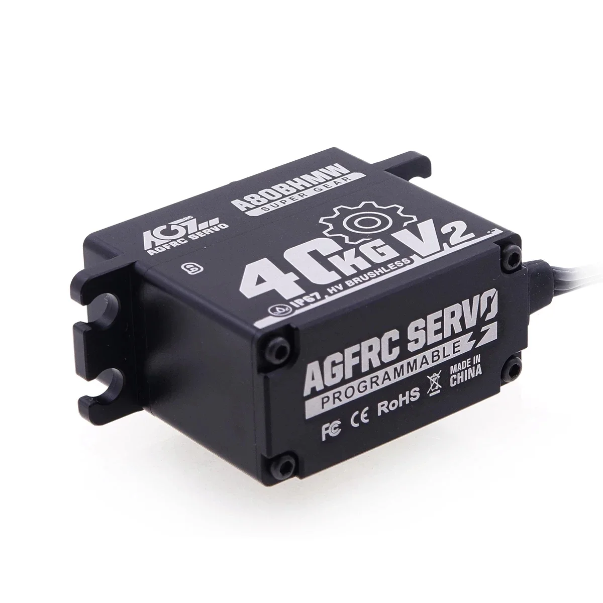 AGFRC A80BHMW V2 Robust Steel Gears 8.4V 40KG 0.085Sec Programmable Waterproof BLS RC Servo for 1/10 Scale Crawler Buggy Truck