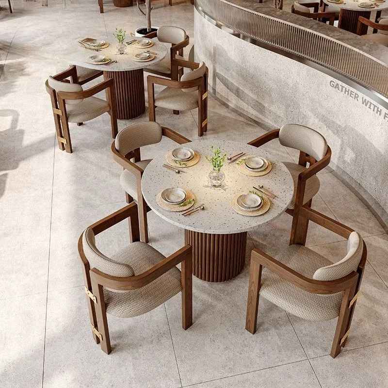 Wall booth sofa tea house tea restaurant table and chair combination, modern Chinese restaurant booth commercial