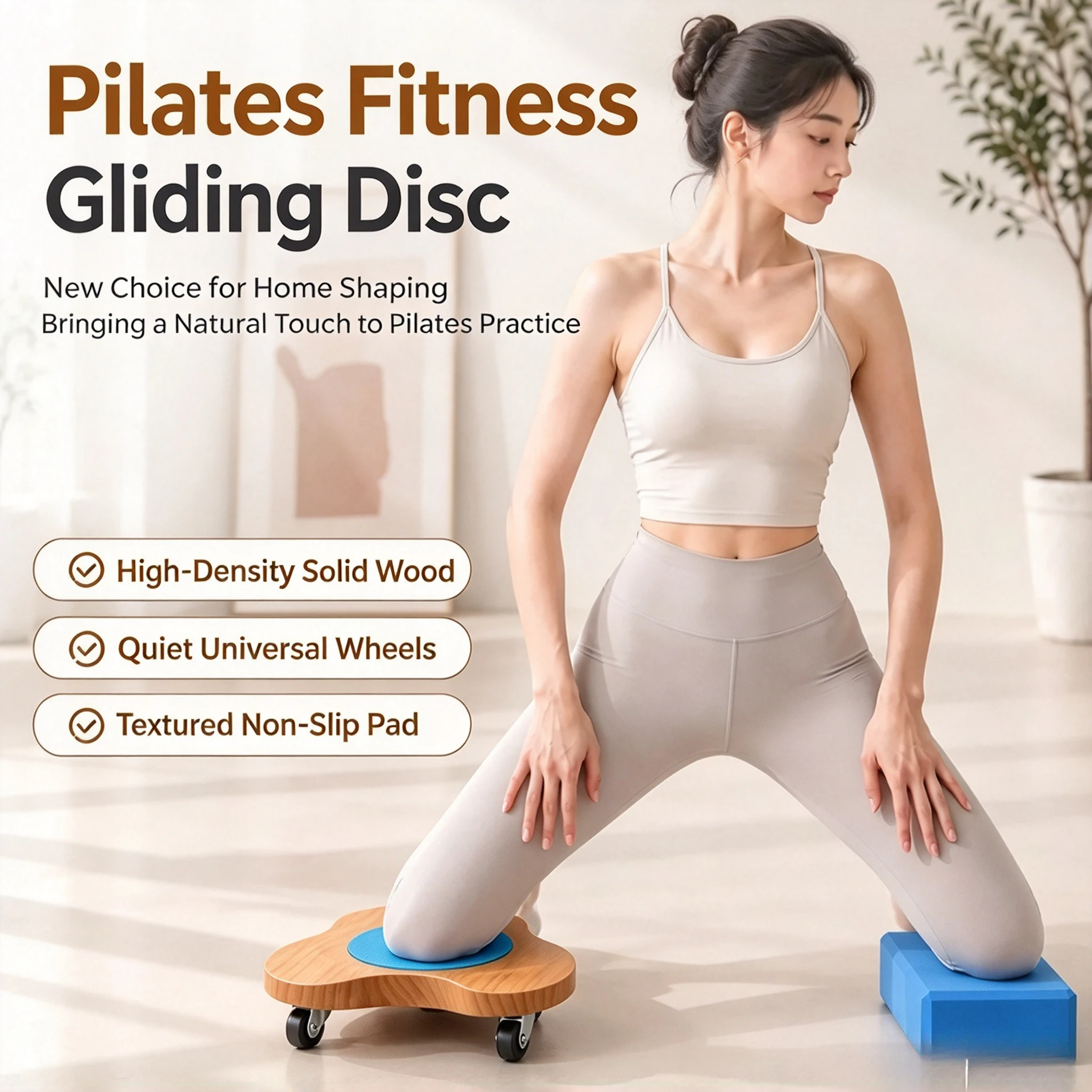 Gliding Discs for Yoga & Pilates, Home Core Trainer for Abs & Mermaid Line, Fat Burning Universal Wheel Fitness Equipment