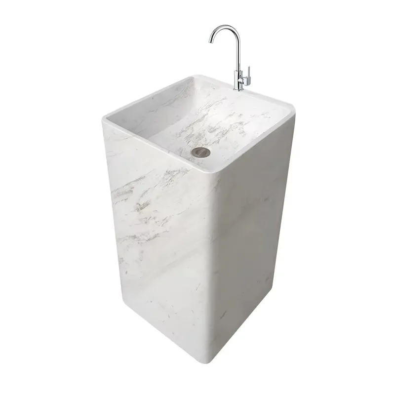 

White Marble Vokalas Stone Sink Natural Stone Free Standing Washing Bowl Villa Vanities