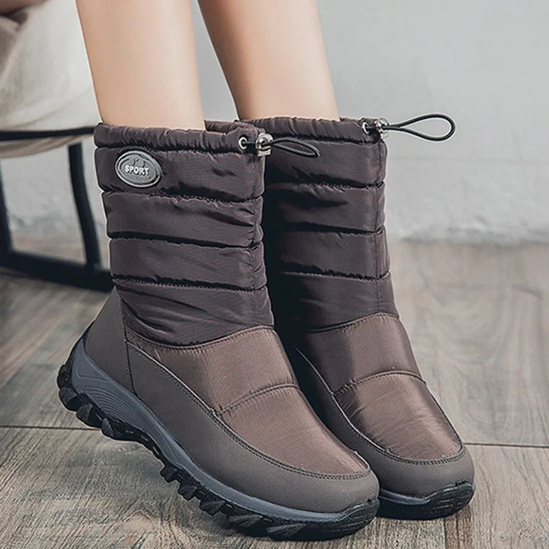 حجم كبير 36-43 أحذية الثلوج النساء الشتاء أفخم الأحذية النسائية الدافئة مقاوم للماء سميكة القاع المحشوة بالقطن أحذية للمرأة WSH5227