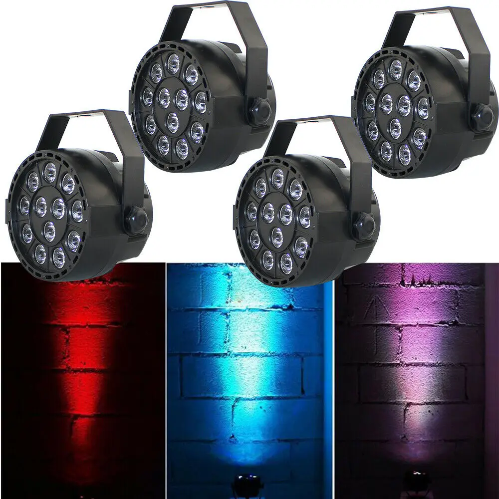 4PCS 7 Channel LED Stage Spotlight LED DMX RGBW Spotlight Strobe Effect Lamp NEW 4* Stage Lights 12x 1Watt LED Light For DJ Part