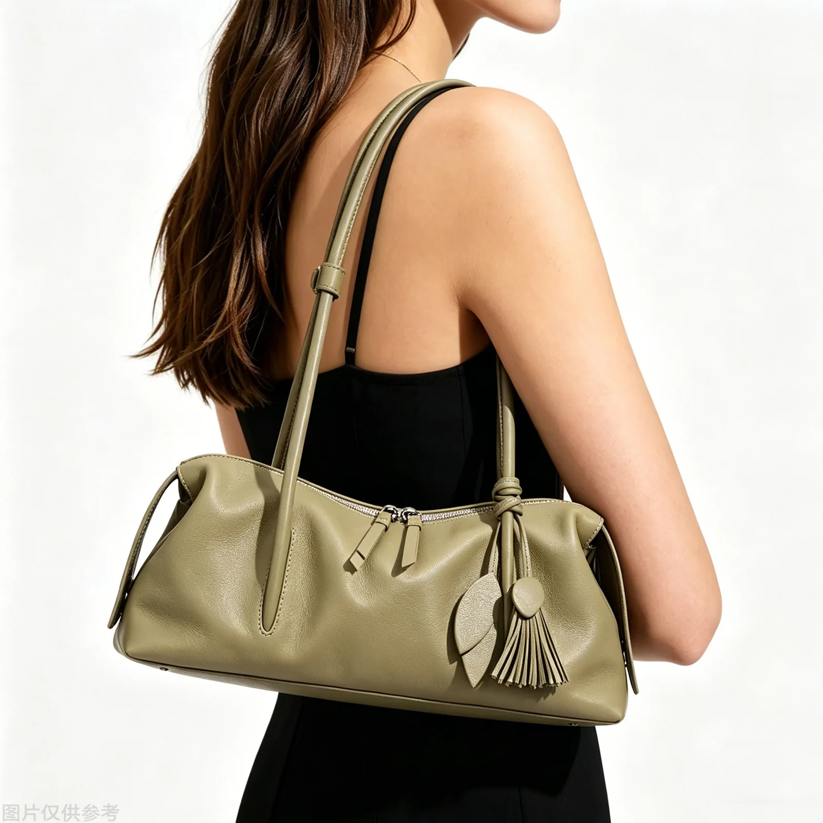 Korean Version Senior Sense Pillow-style Bag Fashion Simple Handbag City Girl Commuting Genuine Leather Underarm Shoulder Bag