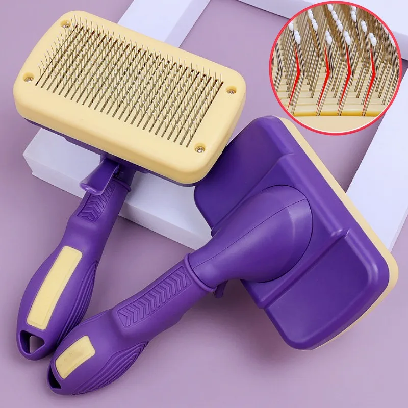 

Dog Brush Self-cleaning Dogs Comb Pet Hair Remover Dog Grooming Brush Comfortable Handle Large Combs for Dogs Hair Cleaning Comb