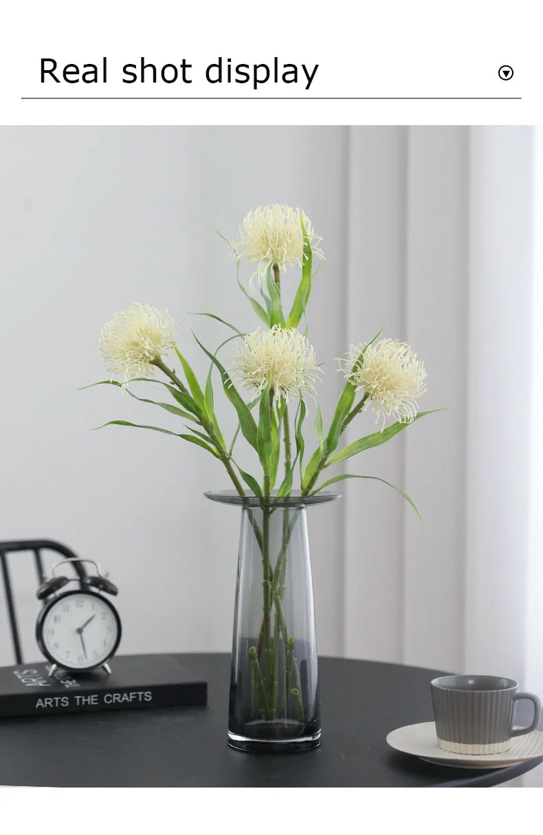 5 teile/paket 6-Blatt Nadel kissen Blume künstliche Plastik blumen Hochzeits dekoration Home Party Blumen zubehör Fotografie Requisiten – Detail 5