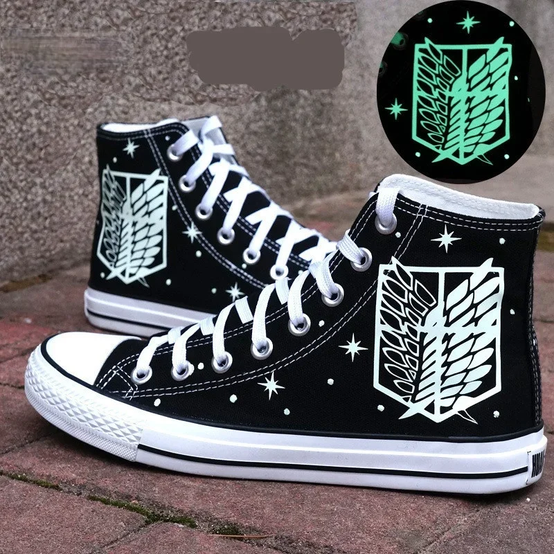 attack of Titans Cosplay on Titan shoes High Platform Canvas Shingeki No Kyojin Mikasa Eren Luminous