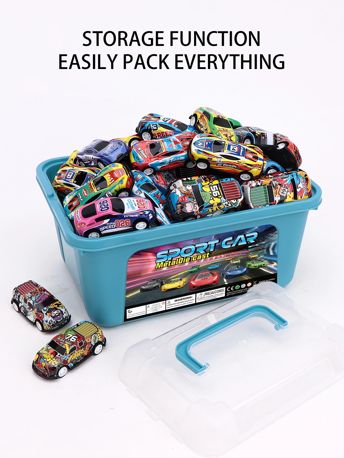 24 قطعة، 36 قطعة، 52 قطعة، هدية لعبة سيارة، لعبة سيارة سباق سبيكة إرجاع للأطفال مع صندوق تخزين