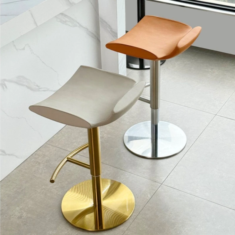 Leather Modern Bar Chair Metal Vintage Swivel Ergonomic Island Bar Chair Backrest Nordic Designer Taburete Alto Nordic Furniture