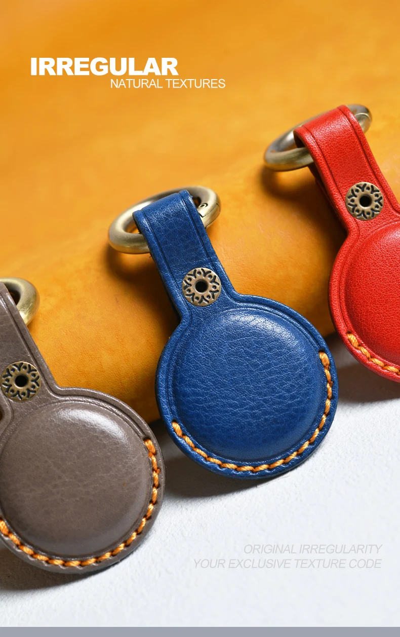 Leder-Schlüsseletui für Apple AirTag Schutzhülle Stoßfeste Schale Tracker-Zubehör für Kinder, Haustiere, Gepäck, Rucksack, Schlüssel – Detail 3