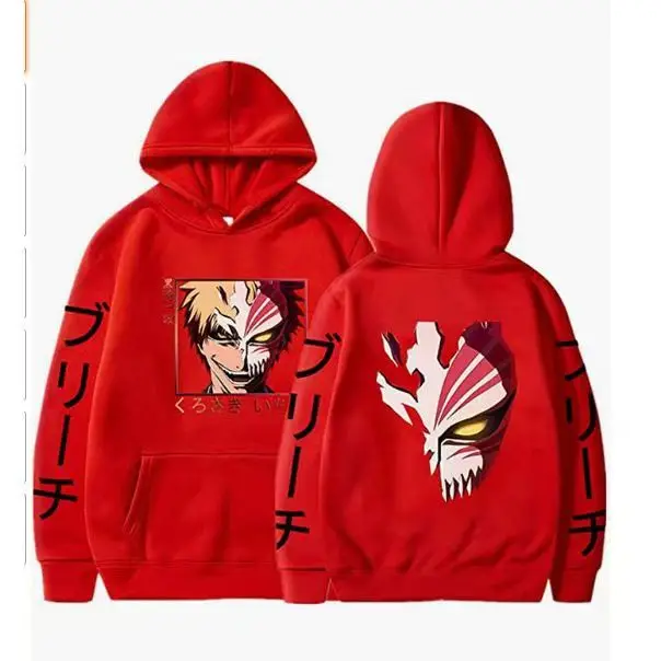 Anime BLEACH Kurosaki Ichigo Print Kapuzenpullover, Unisex, Cartoon-Pullover, lässiger Langarm-Hoodie für Männer und Frauen, Anime-Fans – Detail 1