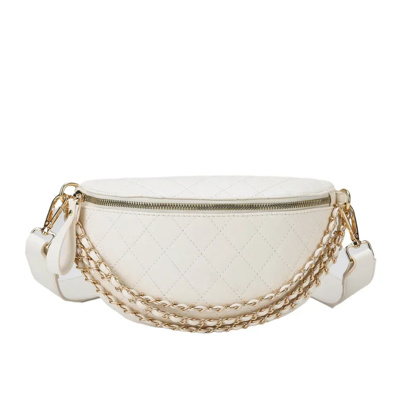 Bolso cruzado de pecho con correa de hombro ancha con cadena de cremallera para mujer, bolsos cruzados diagonales, bolsos de cintura pequeños casuales de moda Ins