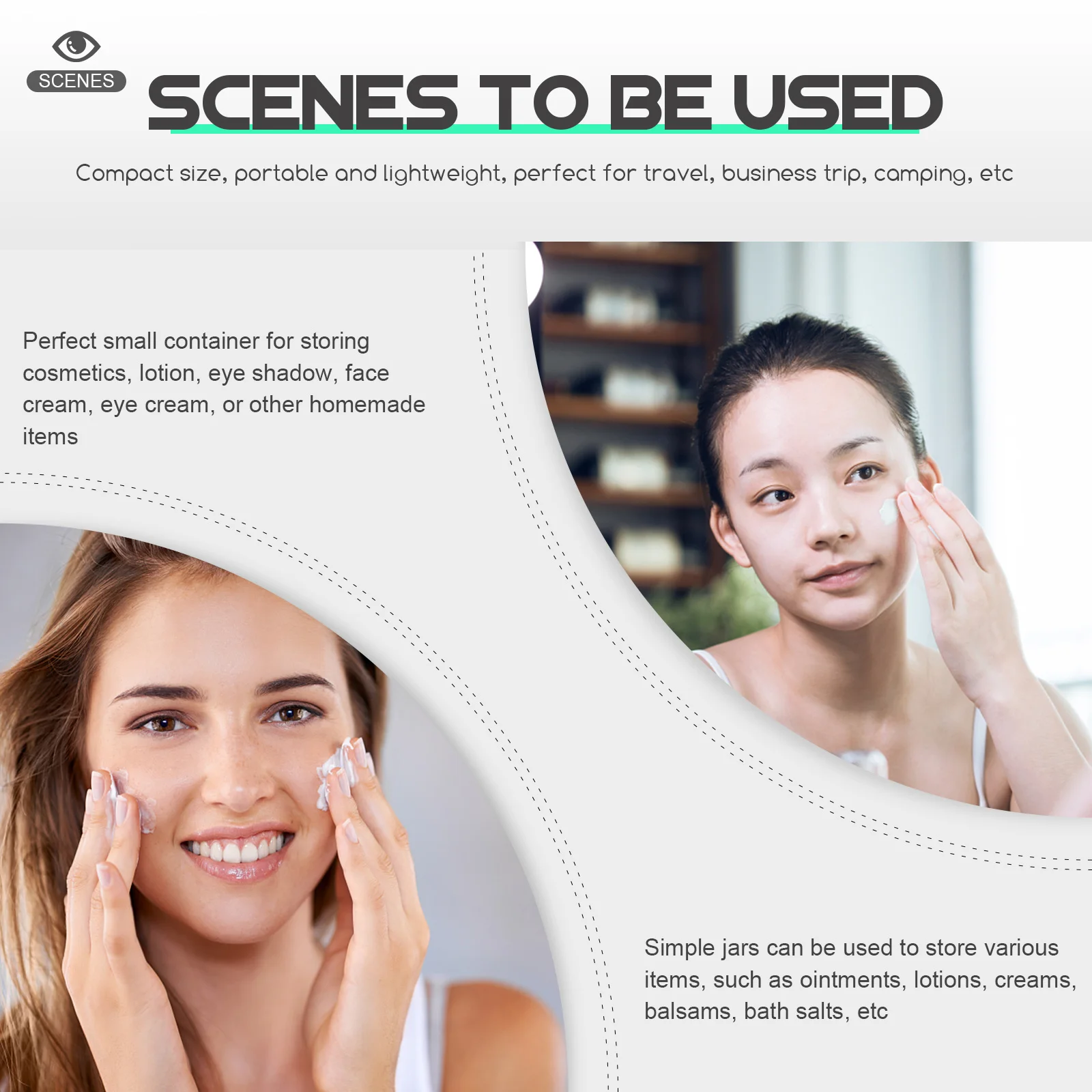 

Face Cream Container Leak Proof Travel Storage Bottle Refillable Small Cream Jar For Cosmetics Lotion Sample Holder