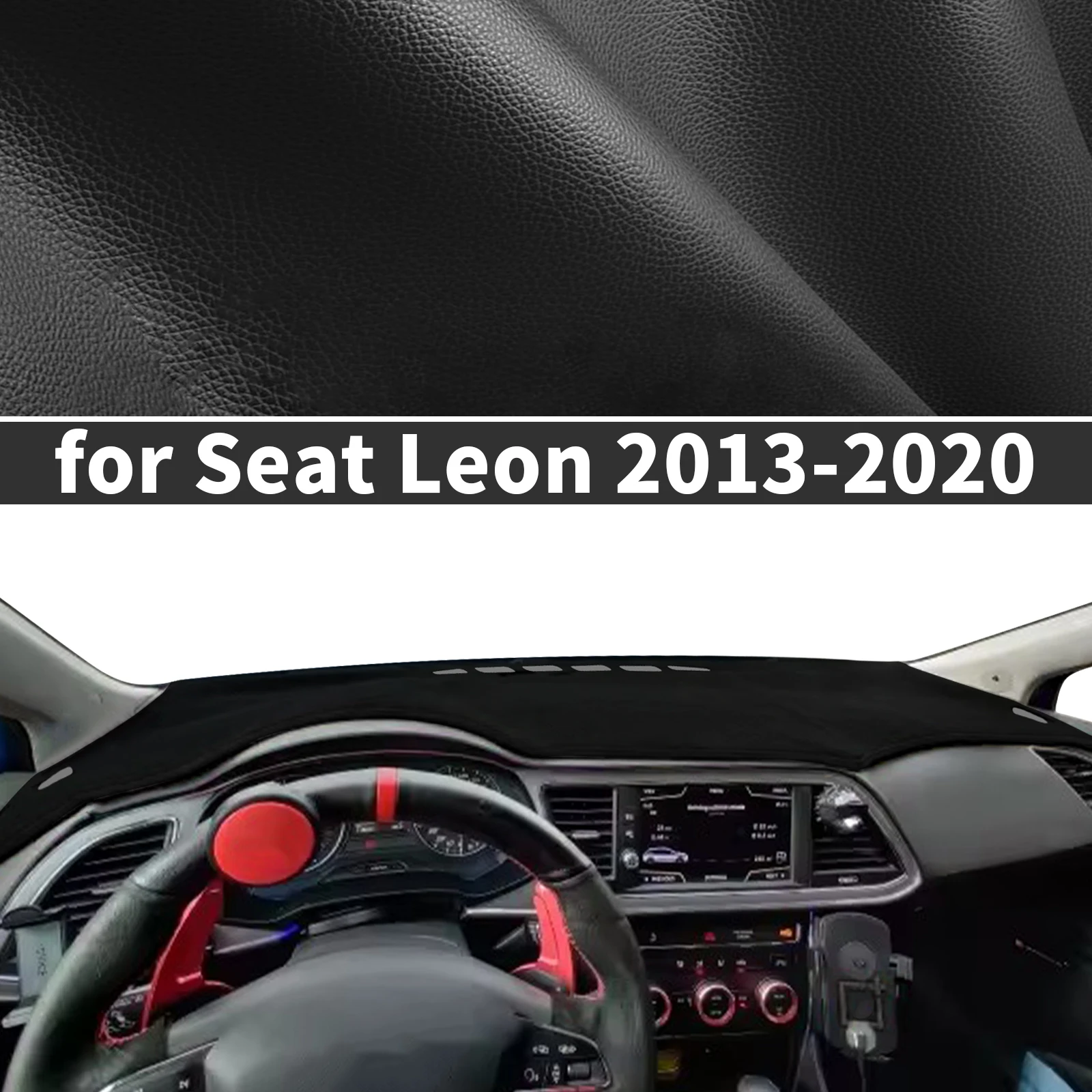 

for Seat Leon 2013-2020 5F MK3 3th fit Dashboard Cover Sun Shade Dash Mat Anti‑Glare Anti‑Reflection Carpet Dash Pad Dashmat