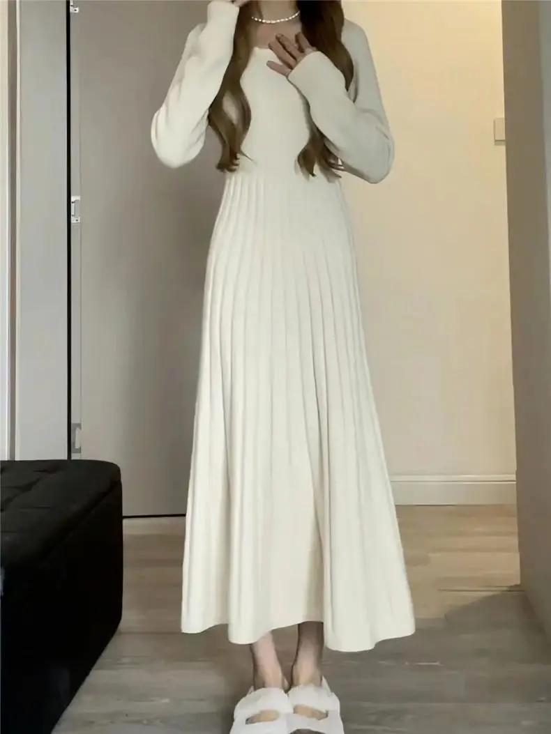 New Year's Robe Long Sweater Knitted Dress Children's Spring And Autumn 2026 New Models With Coat And Long Dress Inside