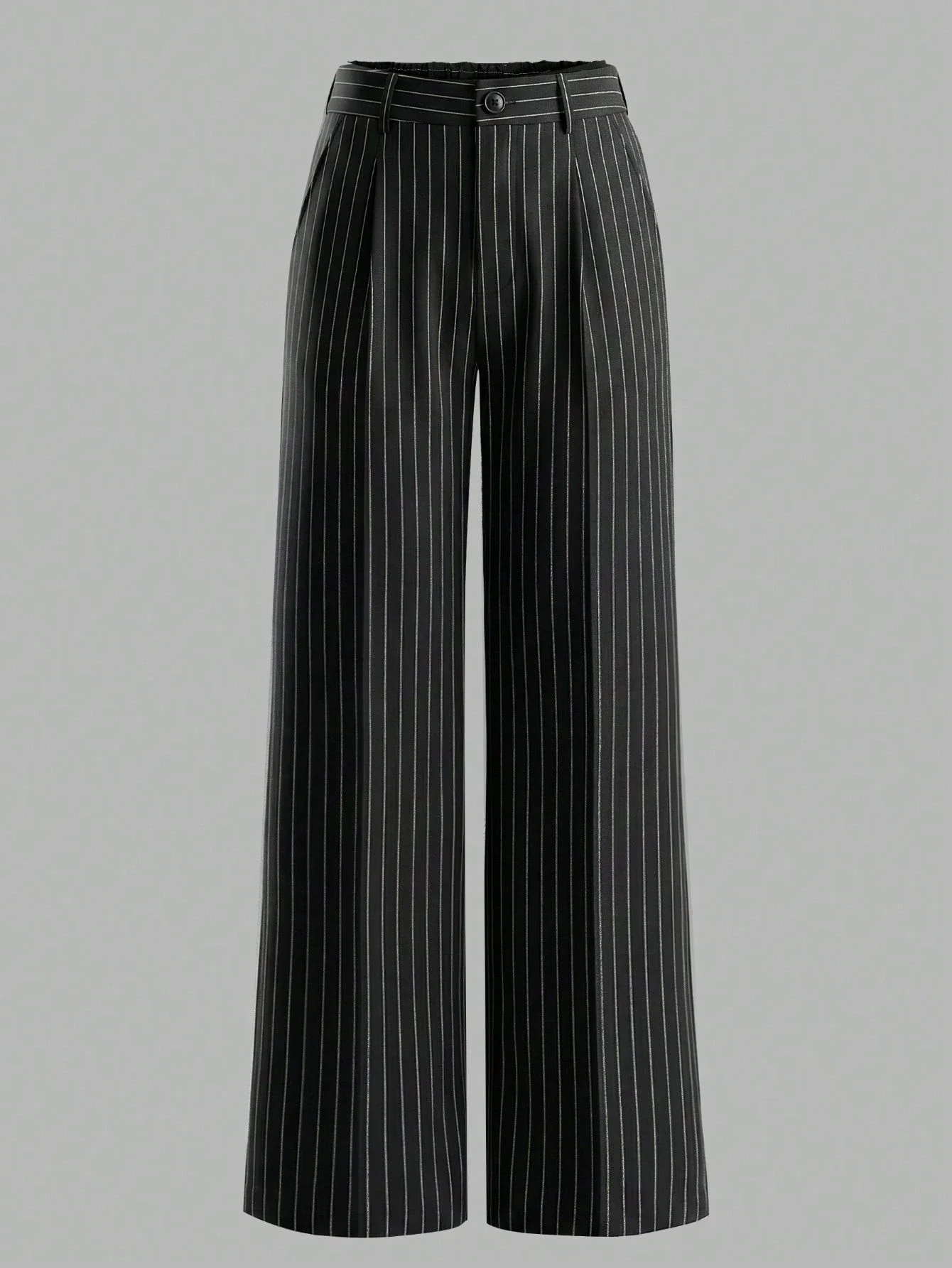 

Minimalist Elastic Waist Black White Striped Wide Leg Pants Spring Summer
