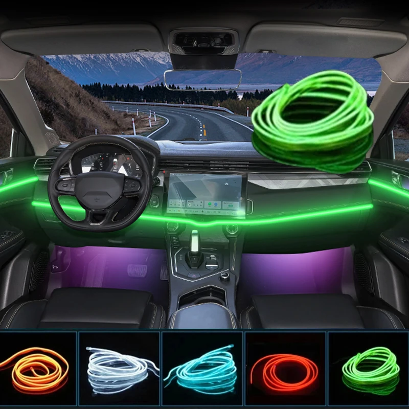 

Auto Interior Decorative Lamp Cold Light LED Ambient Light Dashboard Console Strips 1-5M
