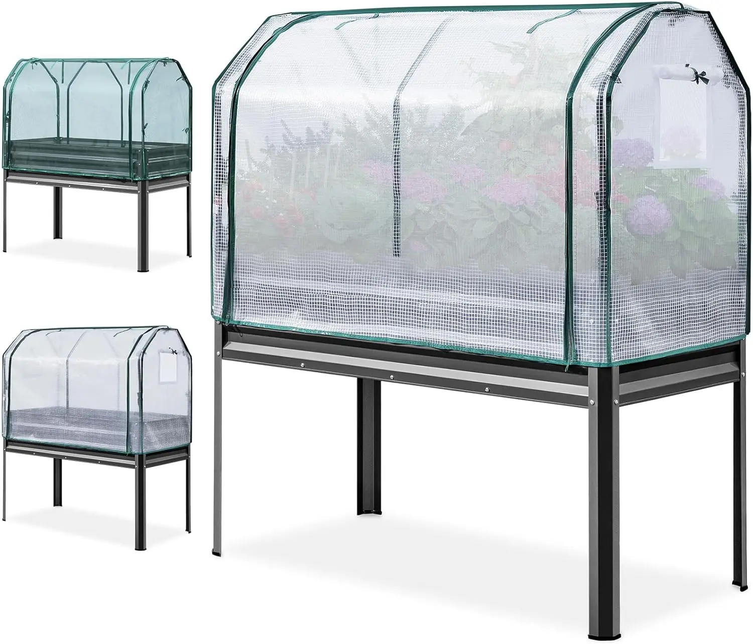 

Большой приподнятый ящик-кашпо с крышкой и сеткой, 48x24x56 дюймов, темно-серый, для заднего двора, патио, балкона