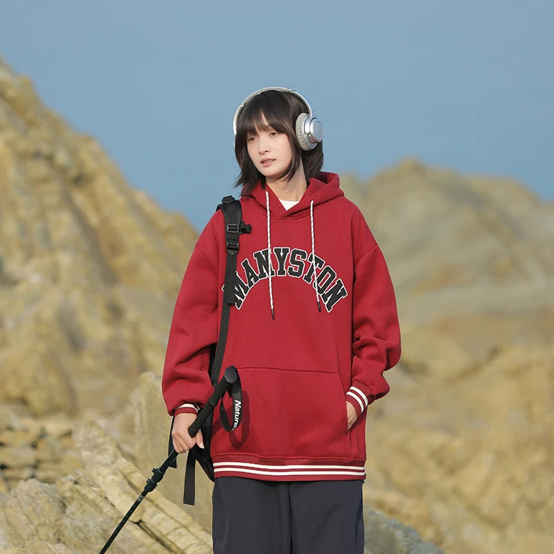 

Толстовка для пар на весну-осень с вышитым буквенным дизайном, повседневная, свободного кроя, молодежная, модная, в уличном стиле