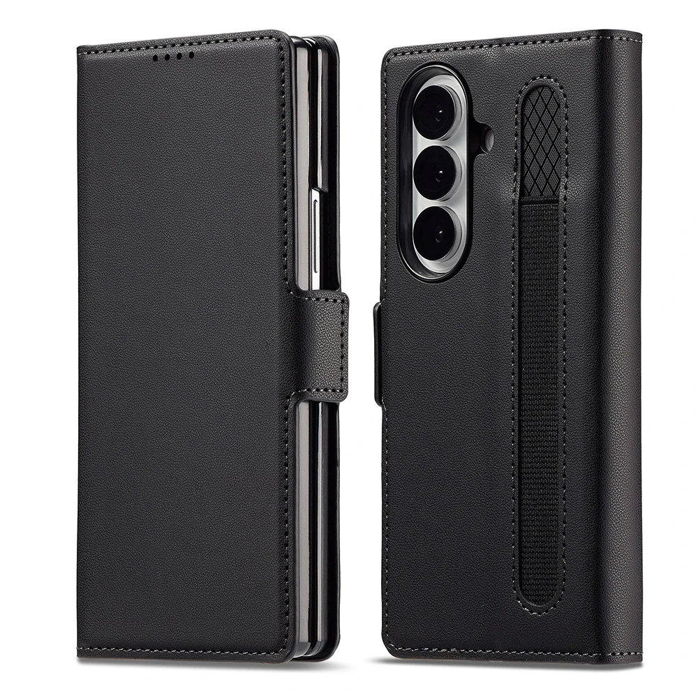 For Samsung Galaxy Z Fold 7 PU Leather Wallet Case Magnetic Flip S Pen Holder Card Holder Cash Slot Kickstand Shockproof Cover
