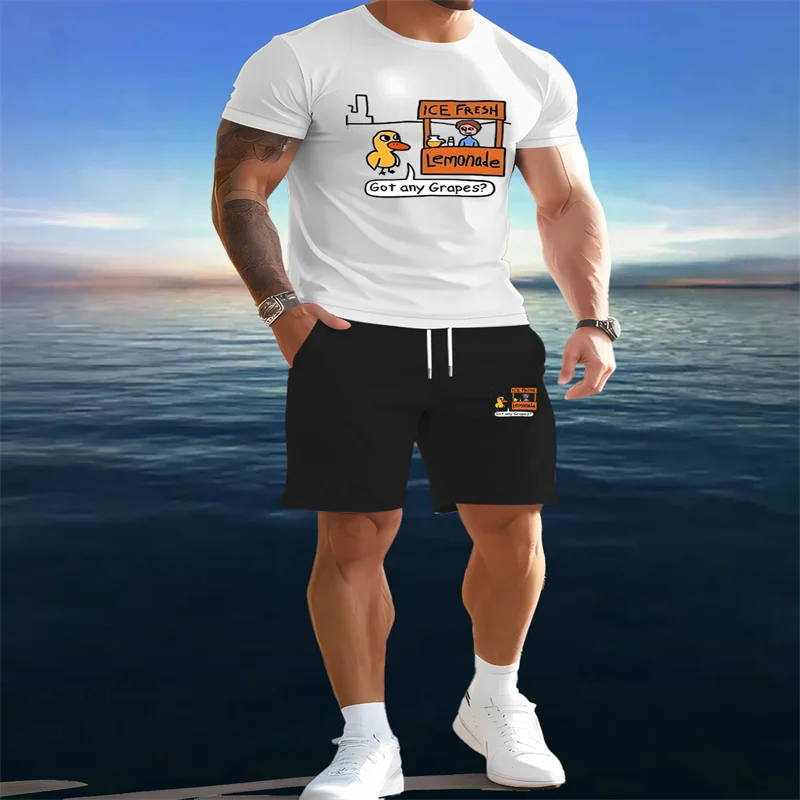 2025 Set sportivo da uomo estivo Girocollo T-shirt a maniche corte e pantaloncini sportivi con coulisse Set Set sportivo da strada casual da 2 pezzi
