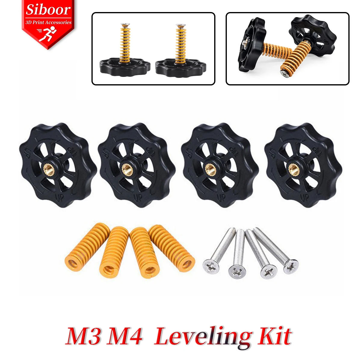 

M3 M4 Hotbed Nut Spring Screw Leveling Kit Heated Bed Platform Level Spring Accessories for CR-10 Ender 3 3D Printer Parts