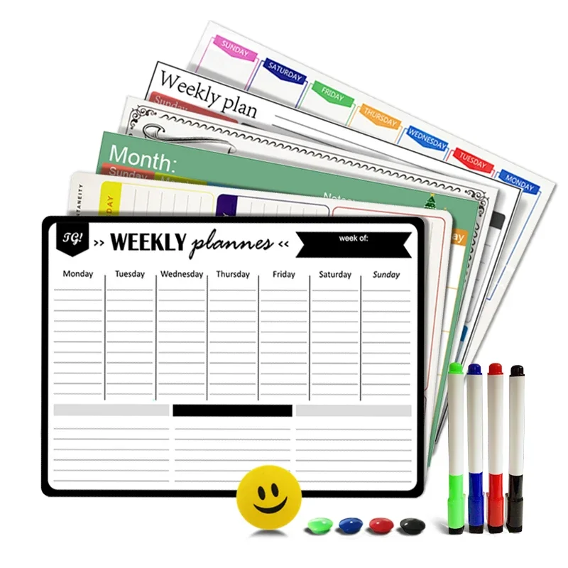 A3 Magnetic Whiteboard Fridge Magnet Weekly Monthly Planner Flexible Daily Message Board Kitchen Organization with Drawing Area