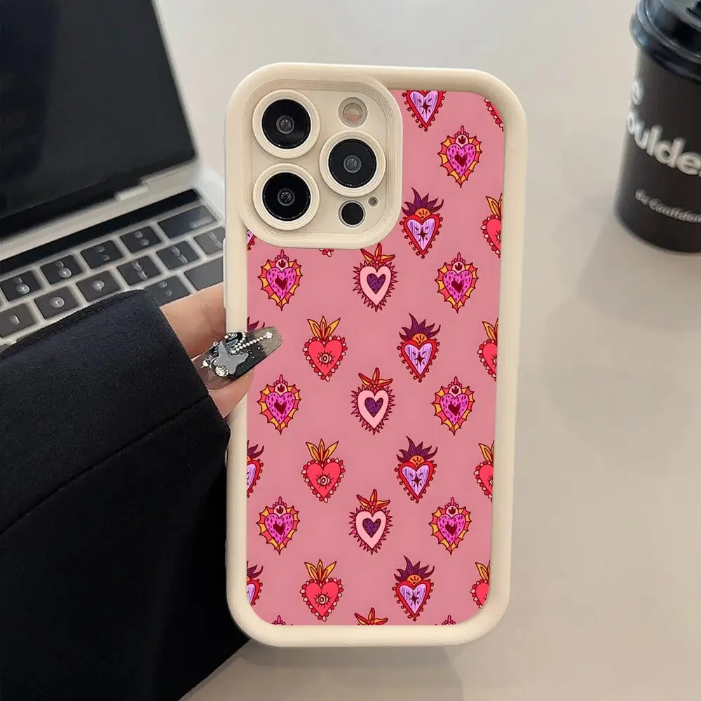 

Стильный чехол для телефона с изображением Священного Сердца для iPhone 17 16 15 14 13 12 11 Air Pro Max Plus, утолщенный, из ТПУ, разноцветный, роскошный