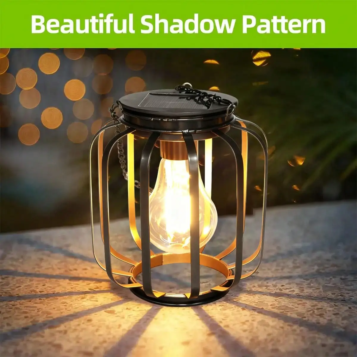1/2pcs Outdoor Solar Hanging Lamp: Metal, Hook, Bright Warm Light for Yard/Garden/Patio/Porch