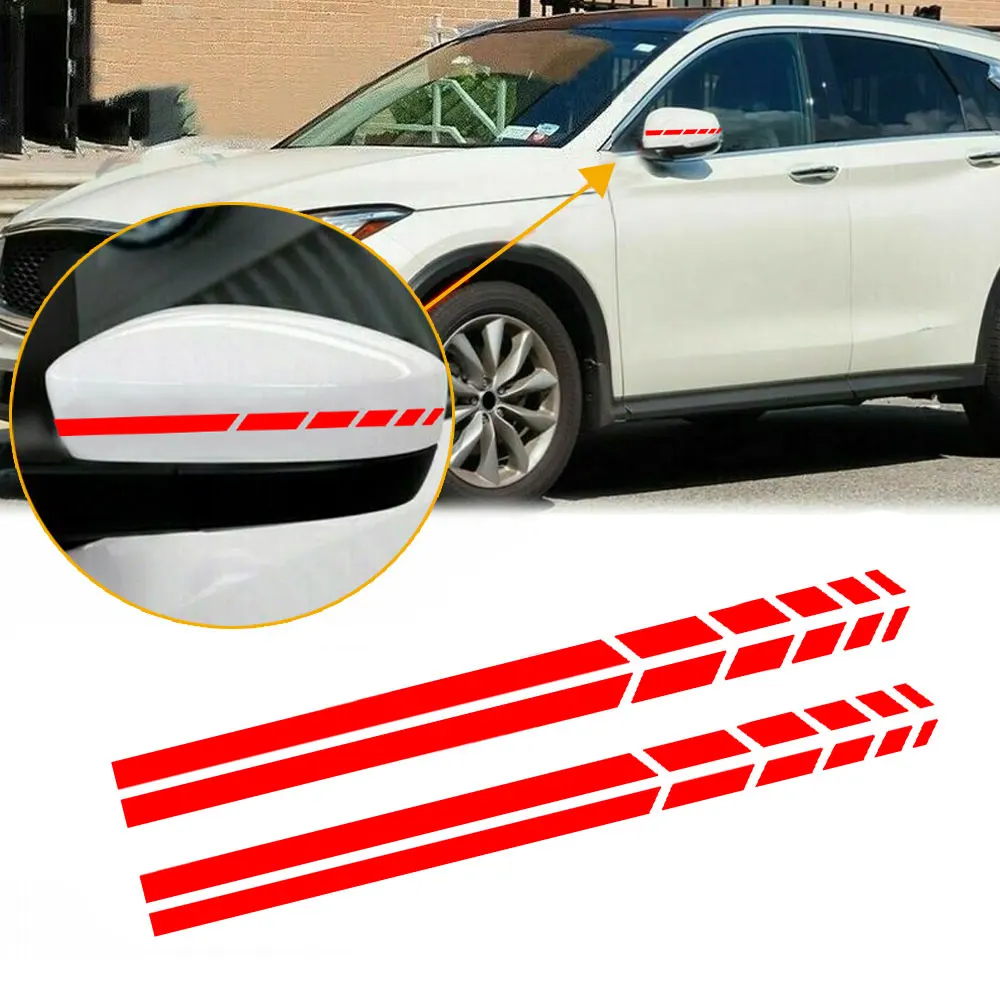 4Pcs/Set Car Sticker Rearview Mirror Side Decal Stripe Vinyl Auto Truck SUV Vehicle Body Accessories 20 x 0.7cm Universal