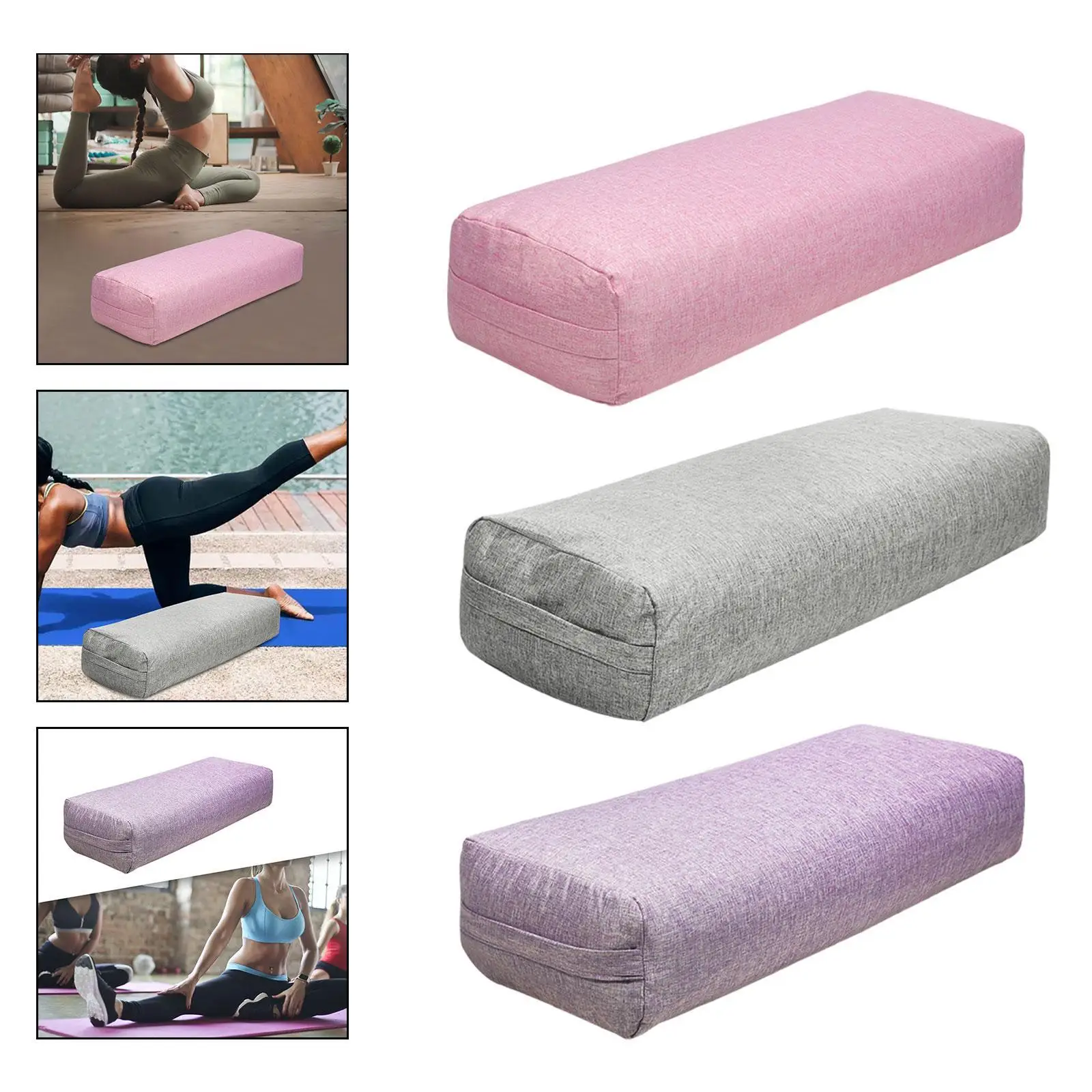 Yoga Bolster Rectangular for Legs Removable Washable Cover Yoga Prop Easy to Carry for Restorative with Handle Support Pillow