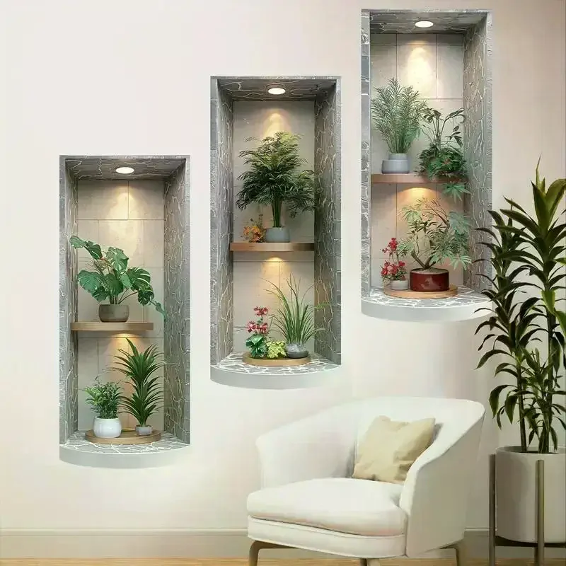 2D Green Tree Wall Sticker: Self-Adhesive Easy Peel Plant Waterproof PVC Decoration