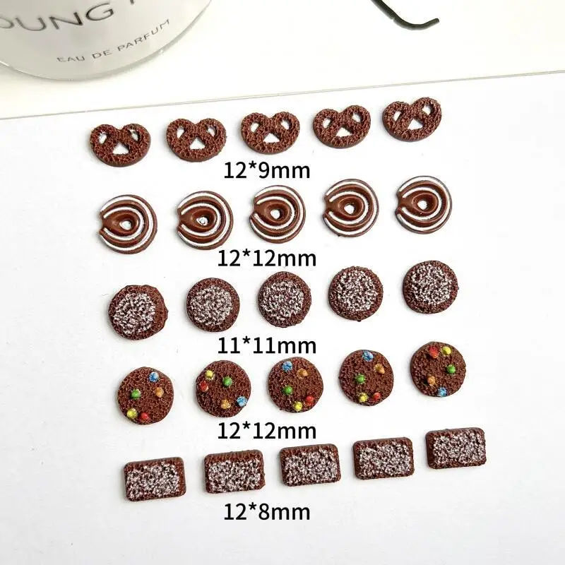 50PCS Simulated Cookies Mixed Nail Art Decorations Luminous Rainbow Beans Biscuits Resin Nail Charms Accessories DIY Nail Crafts