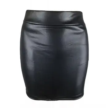 Image Women Mini/Long Skirt Solid Color High Waist Slim Fit Skinny Matte Faux Leather Cozy Commuter Bodycon Skirt Streetwear