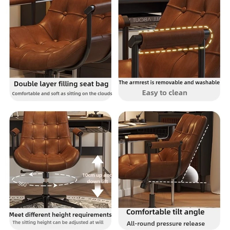 Picture 6: Mid-Century Home Office Chairs Adjustable Swivel Desk Chair with Armrest Bedroom Study Chair Ergonomic Computer Task Stool