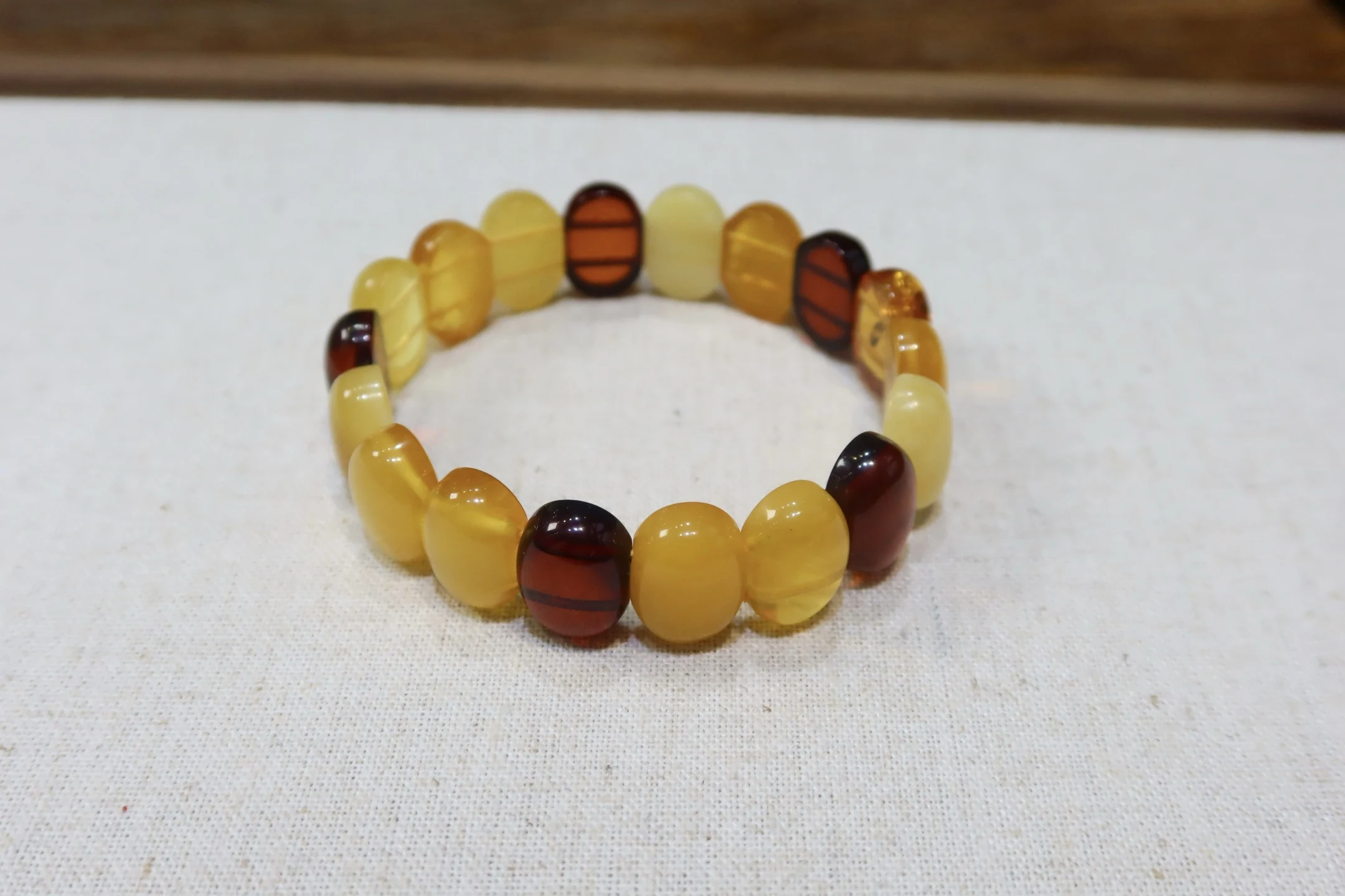 Natural Colorful Amber Abacus Beads Bracelet Gemstone Women 16.6mm Healing Stretch Amber Jewelry AAAAAA