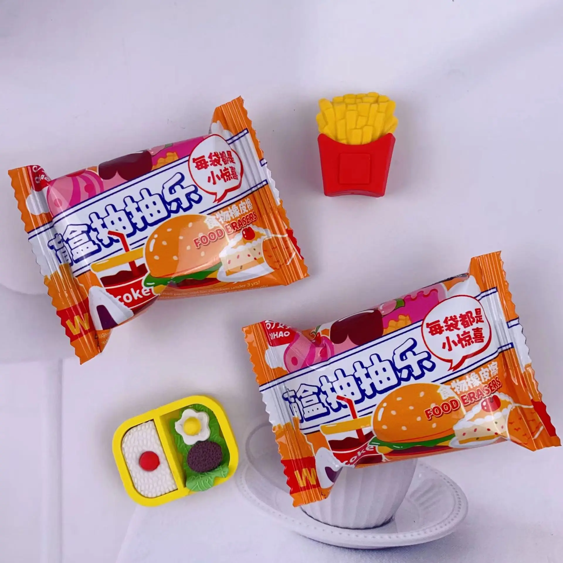 1Pack Cute Kawaii Eraser Hamburger Food French Fries Hot Dog Eraser Office Correction Supplies children's day gifts